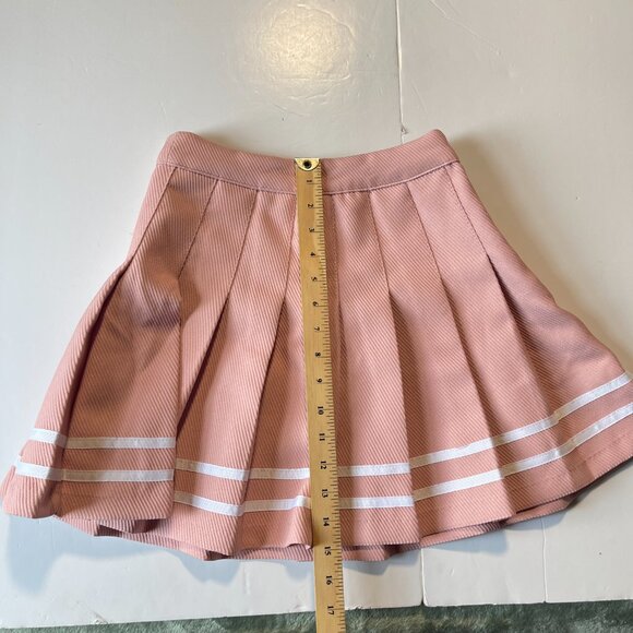 Divided Pink & White Pleated High Waisted Skirt with Stripes Size 2 - Picture 9 of 10